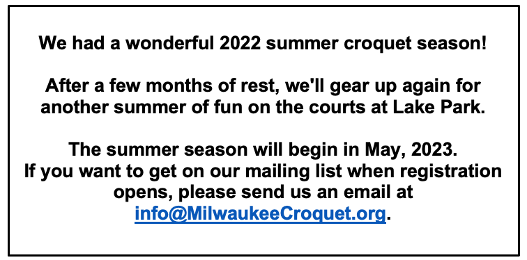 Announcing that next Croquet season will start in May 2023